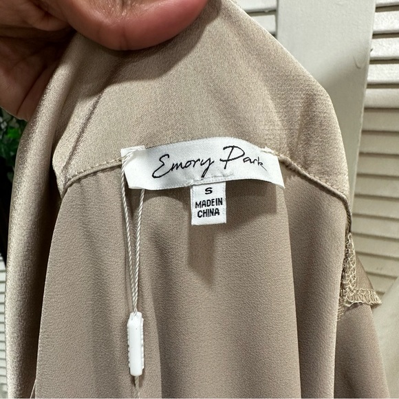 Miss Lola Champagne Satin Wrap Dress Small - Picture 7 of 9